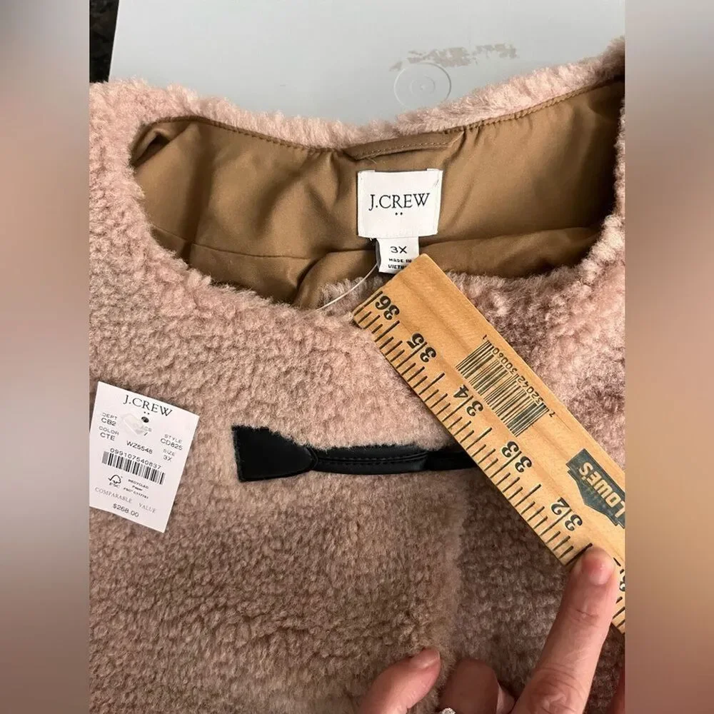 J Crew Women's Faux Sherpa Jacket Teddy Fleece Toggle Winter Coat Size 3X $268